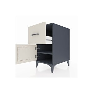 Kronos Komodin Tek Raflı Tek Çekmeceli Tek Kapaklı 44x59x80 Antrasit-aytaşı