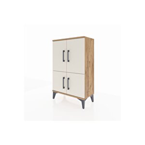 Arges Komodin 2 Raflı 4 Kapaklı 60x30x96 Çam-aytaşı