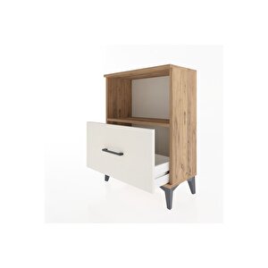 Arges Komodin Tek Raflı Tek Çekmeceli 60x30x80 Çam-aytaşı