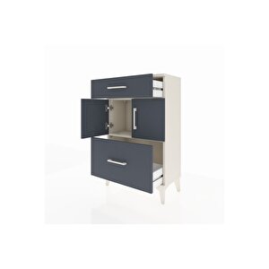 Arges Komodin Tek Raflı 2 Çekmeceli 2 Kapaklı 60x30x96 Aytaşı-antrasit