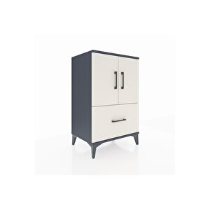 Hyperion Komodin 2 Raflı Tek Çekmeceli 2 Kapaklı 60x44x96 Antrasit-aytaşı