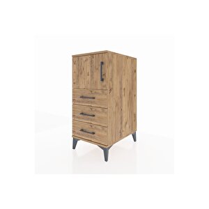 Kronos Komodin Tek Raflı 3 Çekmeceli Tek Kapaklı 44x59x96 Çam-çam