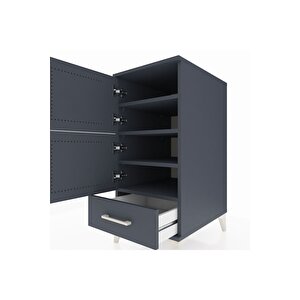 Kronos Komodin 4 Raflı Tek Çekmeceli Tek Kapaklı 44x59x96 Antrasit-antrasit