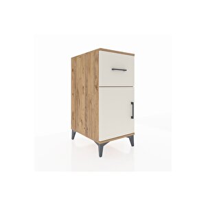 Kronos Komodin Tek Raflı Tek Çekmeceli Tek Kapaklı 44x59x96 Çam-aytaşı