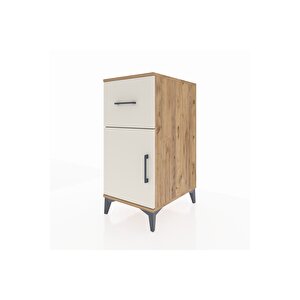 Kronos Komodin Tek Raflı Tek Çekmeceli Tek Kapaklı 44x59x96 Çam-aytaşı