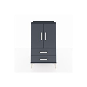 Hyperion Komodin 2 Raflı 2 Çekmeceli 2 Kapaklı 60x44x106 Antrasit-antrasit