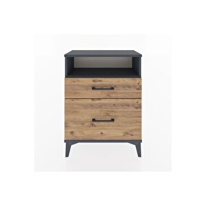 Arges Komodin Tek Raflı 2 Çekmeceli 60x30x80 Antrasit-çam