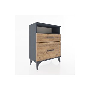 Arges Komodin Tek Raflı 2 Çekmeceli 60x30x80 Antrasit-çam