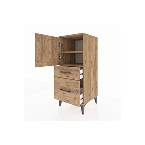 Hyperion Komodin 2 Raflı 2 Çekmeceli Tek Kapaklı 44x44x106 Çam-çam