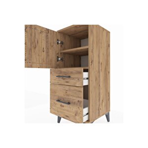 Hyperion Komodin 2 Raflı 2 Çekmeceli Tek Kapaklı 44x44x106 Çam-çam