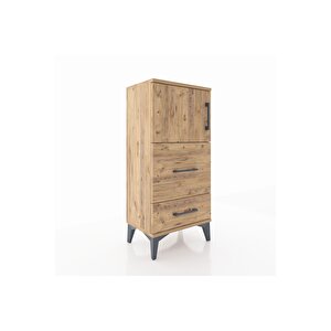 Arges Komodin Tek Raflı 2 Çekmeceli Tek Kapaklı 44x30x96 Çam-çam