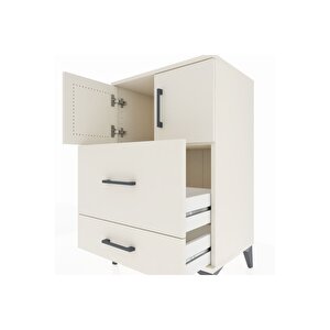 Hyperion Komodin Tek Raflı 2 Çekmeceli 2 Kapaklı 60x44x96 Aytaşı-aytaşı