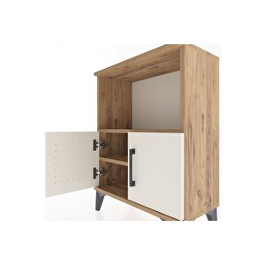 Arges Komodin 2 Raflı 2 Kapaklı 60x30x80 Çam-aytaşı