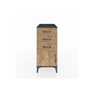 Kronos Komodin 3 Çekmeceli Tek Kapaklı 44x59x96 Antrasit-çam