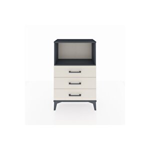 Arges Komodin Tek Raflı 3 Çekmeceli 60x30x96 Antrasit-aytaşı