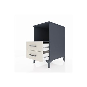 Kronos Komodin Tek Raflı 2 Çekmeceli 44x59x80 Antrasit-aytaşı