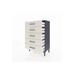 Arges Komodin 5 Çekmeceli 60x30x96 Antrasit-aytaşı