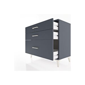 Hyperion Şifonyer 3 Çekmeceli 88x44x80 Antrasit-antrasit