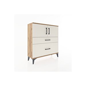 Arges Şifonyer 2 Raflı 2 Çekmeceli 2 Kapaklı 88x30x96 Çam-aytaşı