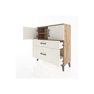 Arges Şifonyer 2 Raflı 2 Çekmeceli 2 Kapaklı 88x30x96 Çam-aytaşı