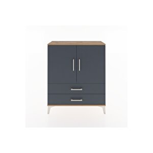 Arges Şifonyer 2 Raflı 2 Çekmeceli 2 Kapaklı 88x30x106 Çam-antrasit