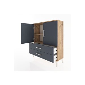 Arges Şifonyer 2 Raflı 2 Çekmeceli 2 Kapaklı 88x30x106 Çam-antrasit