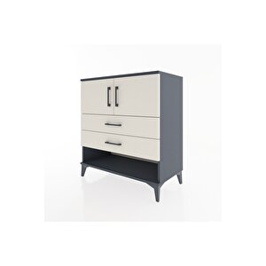 Hyperion Şifonyer 2 Raflı 2 Çekmeceli 2 Kapaklı 88x44x96 Antrasit-aytaşı