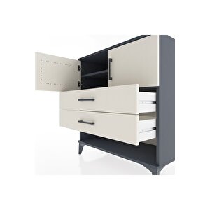 Hyperion Şifonyer 2 Raflı 2 Çekmeceli 2 Kapaklı 88x44x96 Antrasit-aytaşı
