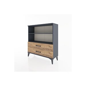 Arges Şifonyer 2 Raflı 2 Çekmeceli 88x30x96 Antrasit-çam