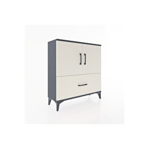 Arges Şifonyer 2 Raflı Tek Çekmeceli 2 Kapaklı 88x30x96 Antrasit-aytaşı