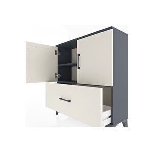 Arges Şifonyer 2 Raflı Tek Çekmeceli 2 Kapaklı 88x30x96 Antrasit-aytaşı