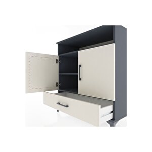 Hyperion Şifonyer 3 Raflı Tek Çekmeceli 2 Kapaklı 88x44x96 Antrasit-aytaşı