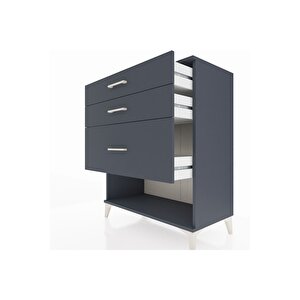 Hyperion Şifonyer 3 Çekmeceli 88x44x106 Antrasit-antrasit