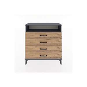 Arges Şifonyer Tek Raflı 4 Çekmeceli 88x30x96 Antrasit-çam