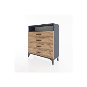 Arges Şifonyer Tek Raflı 4 Çekmeceli 88x30x96 Antrasit-çam