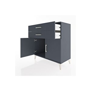 Hyperion Şifonyer 2 Çekmeceli 2 Kapaklı 88x44x96 Antrasit-antrasit