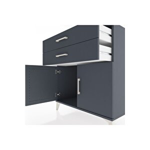 Hyperion Şifonyer 2 Çekmeceli 2 Kapaklı 88x44x96 Antrasit-antrasit
