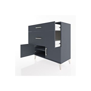 Hyperion Şifonyer Tek Raflı 2 Çekmeceli 2 Kapaklı 88x44x96 Antrasit-antrasit