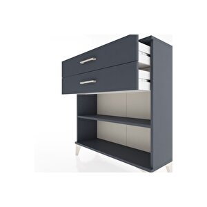 Arges Şifonyer Tek Raflı 2 Çekmeceli 88x30x96 Antrasit-antrasit