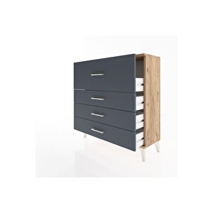 Arges Şifonyer 4 Çekmeceli 88x30x96 Çam-antrasit