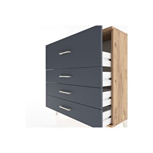Arges Şifonyer 4 Çekmeceli 88x30x96 Çam-antrasit