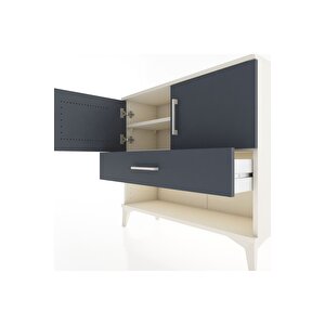 Arges Şifonyer 2 Raflı Tek Çekmeceli 2 Kapaklı 88x30x80 Aytaşı-antrasit