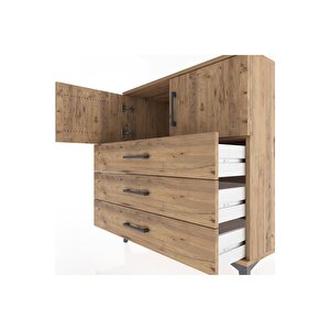 Hyperion Şifonyer Tek Raflı 3 Çekmeceli 2 Kapaklı 88x44x96 Çam-çam