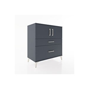 Hyperion Şifonyer 2 Raflı 2 Çekmeceli 2 Kapaklı 88x44x96 Antrasit-antrasit