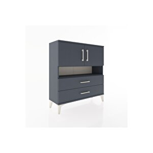 Arges Şifonyer 3 Raflı 2 Çekmeceli 2 Kapaklı 88x30x96 Antrasit-antrasit