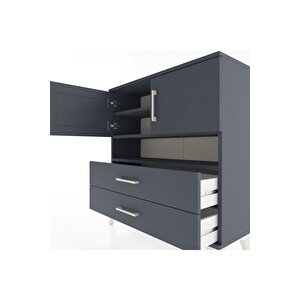 Arges Şifonyer 3 Raflı 2 Çekmeceli 2 Kapaklı 88x30x96 Antrasit-antrasit