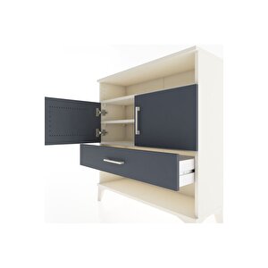 Arges Şifonyer 3 Raflı Tek Çekmeceli 2 Kapaklı 88x30x96 Aytaşı-antrasit