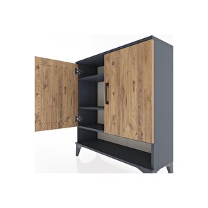 Arges Şifonyer 3 Raflı 2 Kapaklı 88x30x96 Antrasit-çam