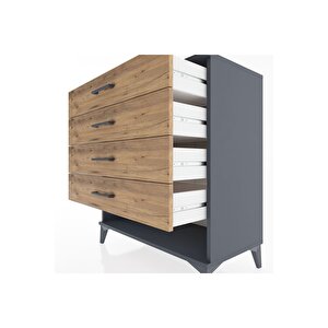 Hyperion Şifonyer 4 Çekmeceli 88x44x96 Antrasit-çam