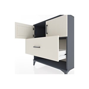 Hyperion Şifonyer Tek Raflı Tek Çekmeceli 2 Kapaklı 88x44x96 Antrasit-aytaşı